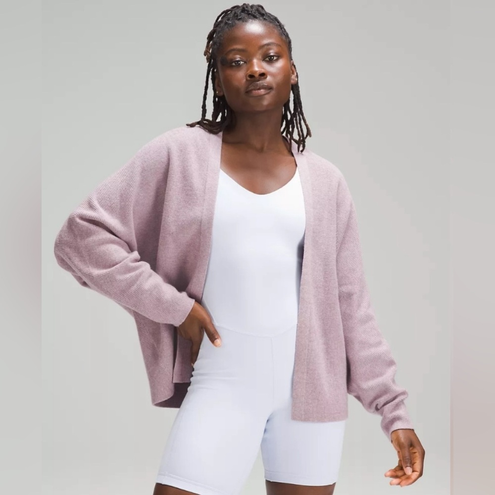 Lululemon Boxy Cotton-Blend Knit Wrap Heathered Twilight Rose Size Medium